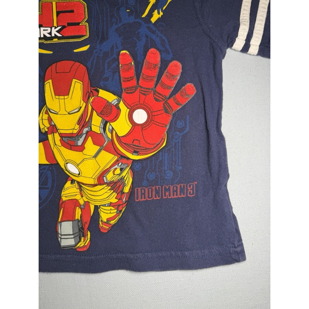 Boys 24 Months Iron Man Blue Short Sleeve Tee Shirt Tshirt Marvel 2013 - Picture 6 of 15